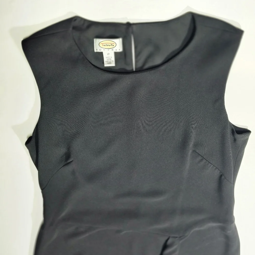 Talbots 12 Elegant Black Sleeveless Dress Ruffled Bottom & Crepe Staple Piece - Picture 5 of 13